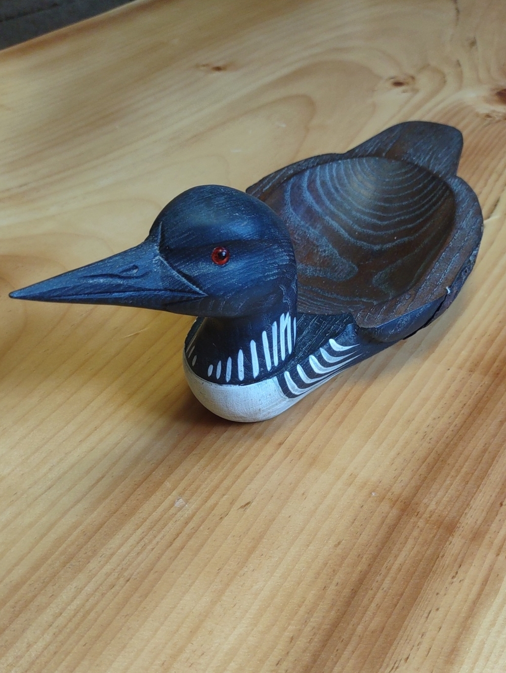 Handcrafted Wooden Loon Trinket Tray